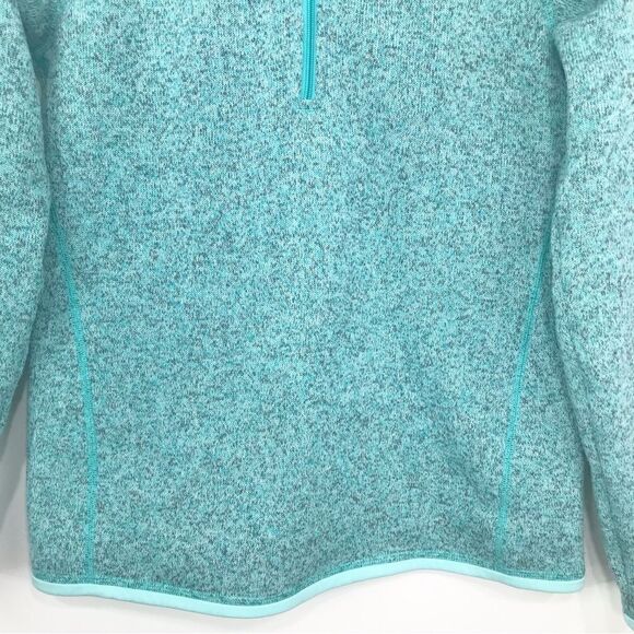 Patagonia Mint Green Gray Mottled Quarter Zip Knit Fleece Pullover - Picture 3 of 14